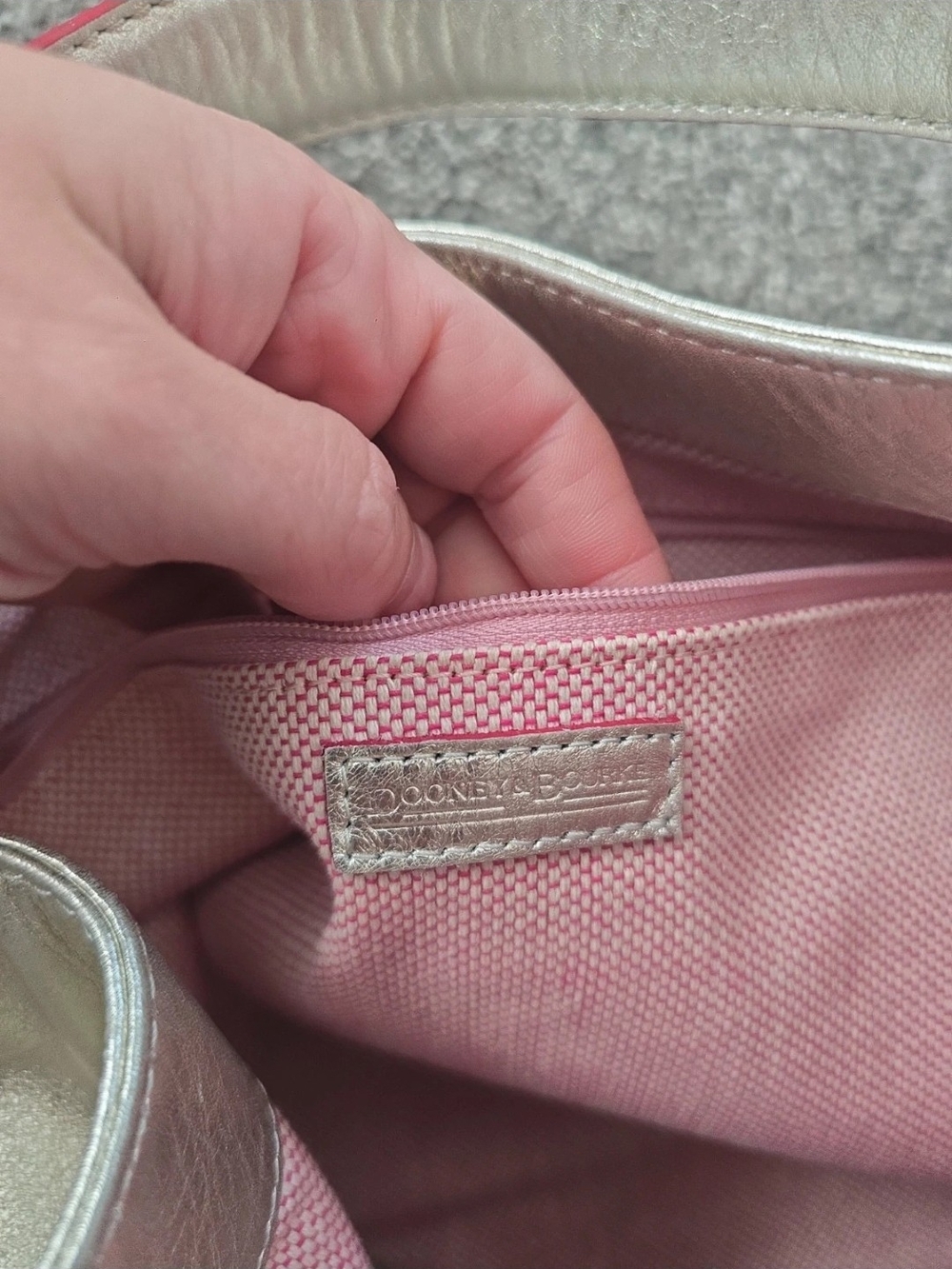 Dooney & Bourke Metallic Silver Leather Shoulder Bag EUC - Picture 10 of 16